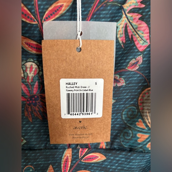 Averie Halley Ruched Floral Midi Dress Size Small - Picture 4 of 11